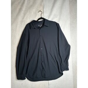 BYLT Premium Basics Mens XL Long Sleeve Button Down Ribbed Shirt Slate Grey Blue